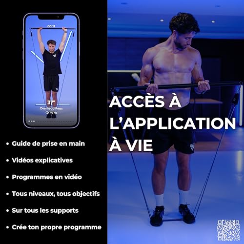 SMARTWORKOUT - Kit d’Élastiques de Musculation - 7 Bandes de Résistance Ajustable - Poignées, Sangles de Cheville, Ancrage de Porte, +150 Exercices, Programmes en Vidéo Inclus, Transportable – Image 4