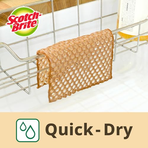 Image of Scotch-Brite Mesh Scrub Net Scrubber for Non-Stick Pans, Fast Drying Natural Dish Cloth