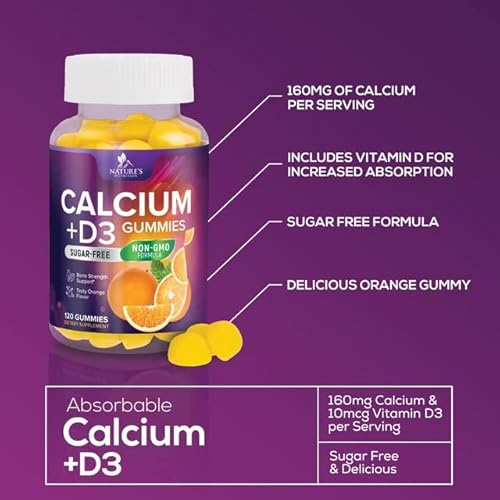 Nature'S Nutrition NNCALCIUMD3SFGUMMIES Sugar Free Calcium Gummy Bites Plus 400 Iu Vitamin D3, Bone Health & Immune Support - Chewable Calcium Nutrition Supplement thumb #2