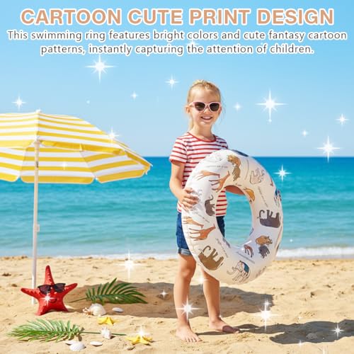 Image of Proberos Swimming Tube for Kids Age 3-6, PVC Inflatable Swimming Ring with Animal Print Design, Lightweight Floating Tube for Kids, Summer Pool, 22-50 CM