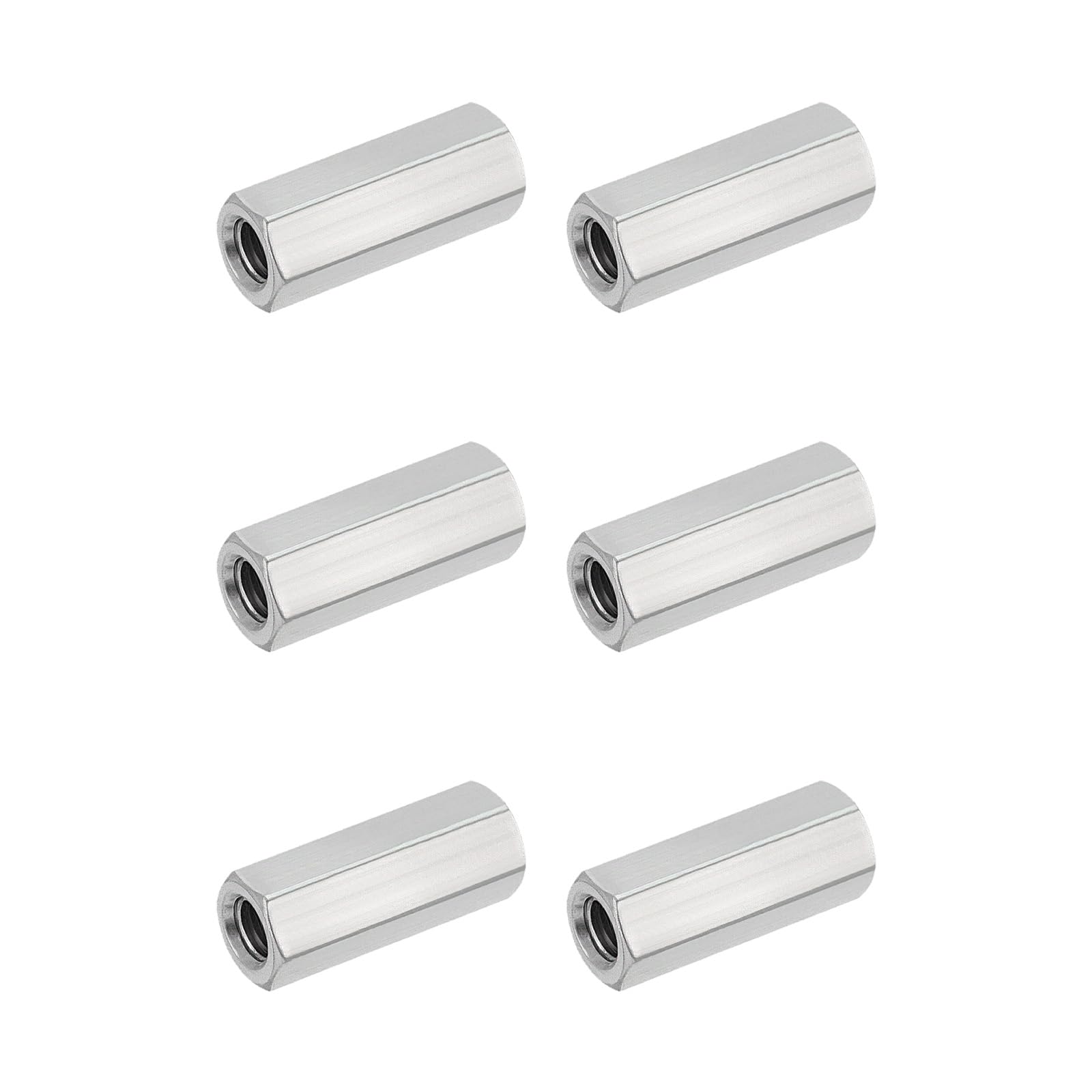 HiPicco Hex Coupling Nuts, 5/16-18 UNC 30mm/1.18" Length, 6 Pack 304 Stainless Steel Rod Coupling Nut for Threaded Rods & Studs