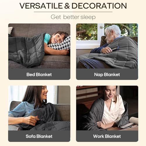 Image of ZonLi Weighted Blanket (60 inchx80 inch, 20lbs, Dark Grey) Queen Size Weighted Blanket for Adults, High Breathability Heavy Blanket, Soft Material with Premium Glass Beads