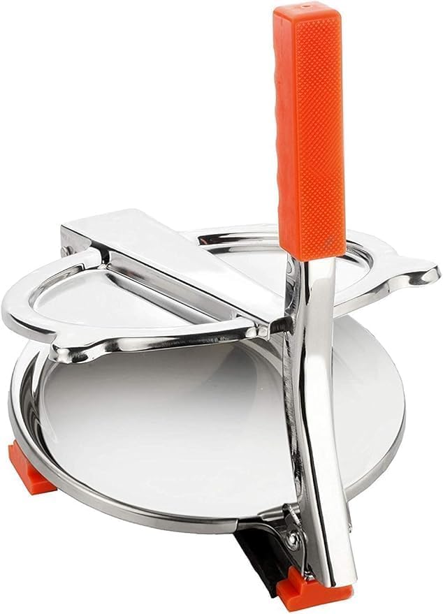 Export Quality Manual Stainless Steel Roti Maker Press with Handle | Heavy-Duty Roti, Chapati, Papad & Khakhra Press | Non-Electric Traditional Roti Press Machine for Home Kitchen.