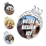 LOVEVEN Marqueur de Balle de Golf personnalisé avec Clip Casquette magnétique, Photo Logo Texte sur Mesure, Accessoire Golf Premium pour Hommes Femmes golfeurs