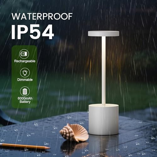 SAKRINGT 2 Pack Cordless Table Lamp Rechargeable,5000mAh Battery Operated Portable LED Table Light,Dimming Desk Lamp for Patio/Restaurant/Outdoor