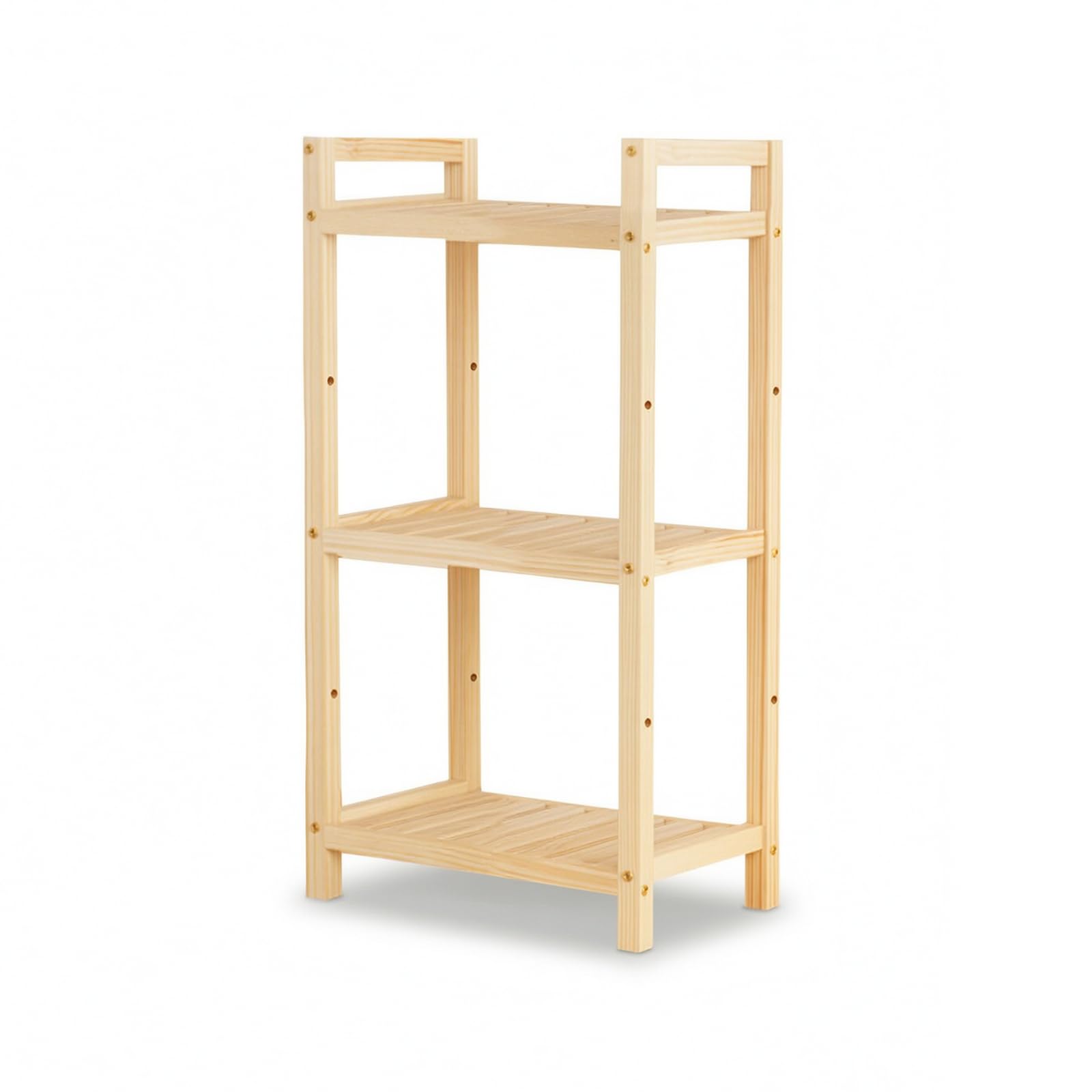 KESOTO Estantería de Madera Maciza de Dos Niveles Estante Organizador Repisa Almacenaje Ajustable con Asa Integrada Estructura, 35cm, Estante De Almacenamiento De Tres Niveles