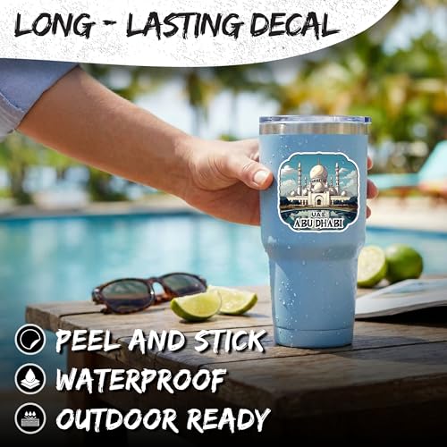 Abu Dhabi United Arab Emirates UAE Sticker 4 Inch City Travel Souvenir - Waterproof Vinyl Decal for Laptop Water Bottle Car Tumbler - Durable Aesthetic Long-Lasting Stickers for Adults ID44990