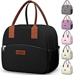 HOTOR Lunch Bags for Women & Men - Wear-Resistant & Leak-Proof Insulated Lunch Bag with Large Capacity, Multi-Functional Cooler Box for Office, Picnic, Black, 27.0×15.0×24.0 cm