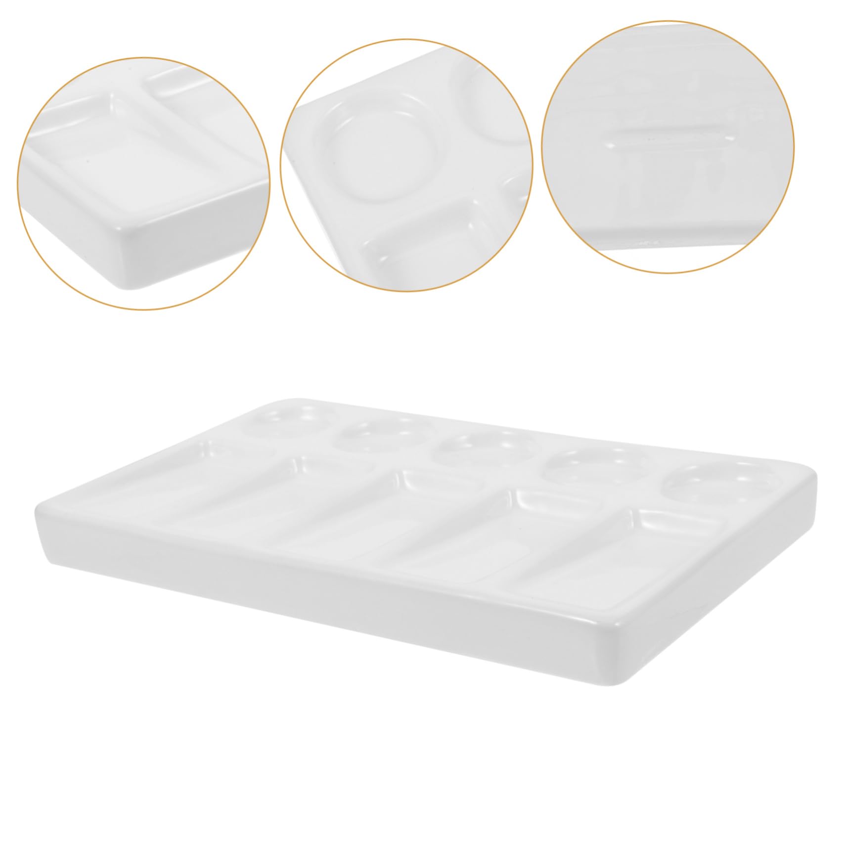 Palette Rectangulaire Blanche à 10 Puits pour Artistes et Peintres