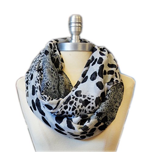 Scarf_tradinginc® Animal printed Infinity Loop Scarf Cowl (Leopard White Grey)