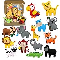 14Pcs Sewing Kits for Children, Cute Wild Animals Sewing Set with Instructions and Plush Felt Materials, Sew Set for Beginners Age 7 8 9 10 11 12, Educational Sewing Set for Girls and Boys
