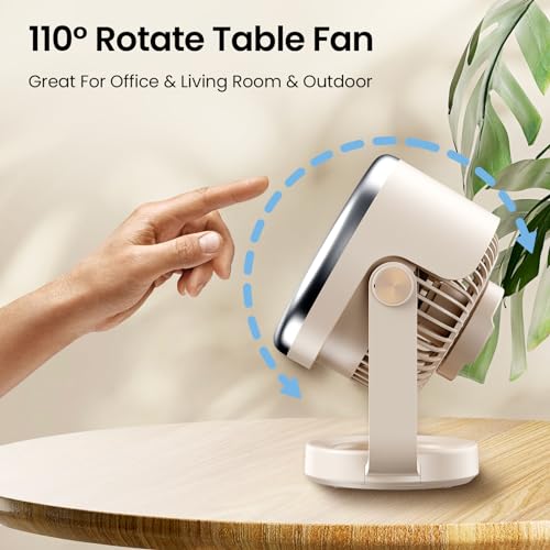 BURLAN Desk Fan, 10 inch Air Circulator Quiet Operating Fan for Bedroom, 70ft Strong Airflow, Portable Fan Battery Operated with USB (D-Grey) image 7