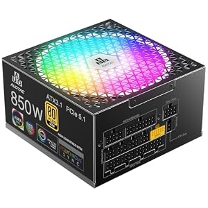 Auotac 850W Fully Modular Power Supply, 80+ Gold PSU, ATX 3.1 & PCIe 5.1 Ready, Native Dual-Color 12V-2x6 Cable, RGB Low-Noise Smart Fan, 105°C-Rated Capacitors, Black — photo 2 of 6