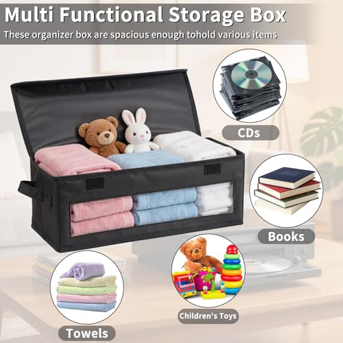 ivomau Home CD Storage Box, Tape Cassette Display Stand With Handle, Movie Box, DVD, Optical Disc Rack, Suitable For Living Room And Desktop
