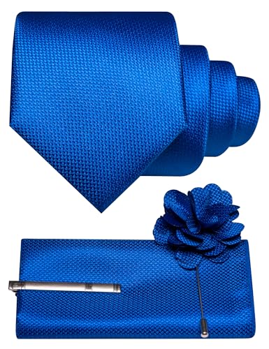 Image of JEMYGINS Mens Tie and Lapel Pin with Pocket Square Tie Clip Sets for Casual and Business 4PCS