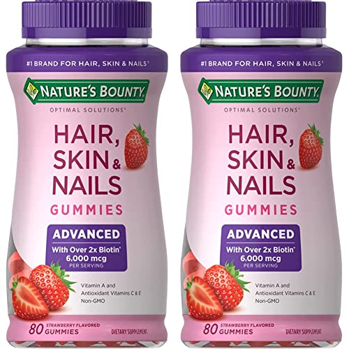 Nature's Bounty Optimal Solutions Advanced Hair, Skin & Nails Gummies, Strawberry, 80 Count (Pack Of 2) #TOP27
