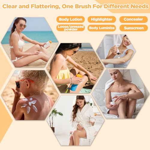 QJKLWV Self Tanner Brush,Large Body Makeup Brush, Kabuki Brush for Face and Body,Self Tanning Applicator for Leg Makeup,Bronzer,Lotion,Cream and Powder,Vegan Synthetic Bristles with Travel Case.Pink White