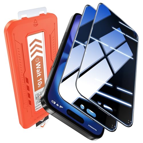 EGV Compatible for iPhone 16/iPhone 15 Privacy Screen Protector [9H+ Military Grade Shatterproof & 100% Anti Spy], Privacy Screen iPhone 16/iPhone 15 Tempered Glass, Full Coverage Protection, 2 Packs
