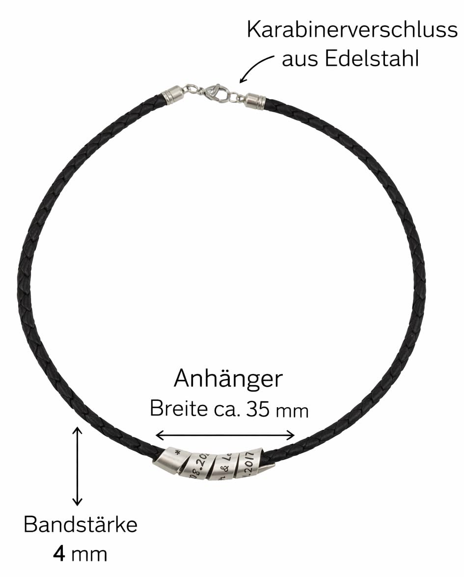 Namenskette, Silberspirale, Familienband personaliserbare Herrenkette mit Sterling Silber Anhänger und Gravur nach Wunsch