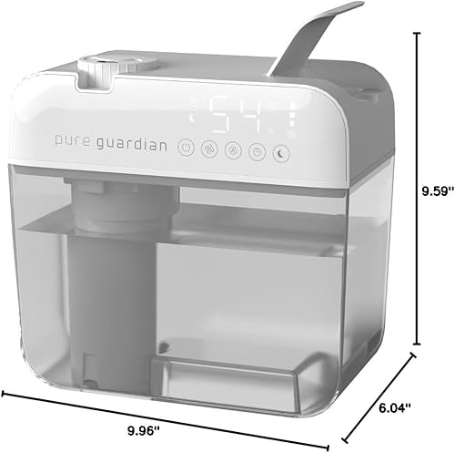 Miniatura 10 de PureGuardian Humidificador ultrasónico de niebla fría de 1 galón, tiempo de funcionamiento de 48 horas, calas de 410 pies cuadrados, humidistato,