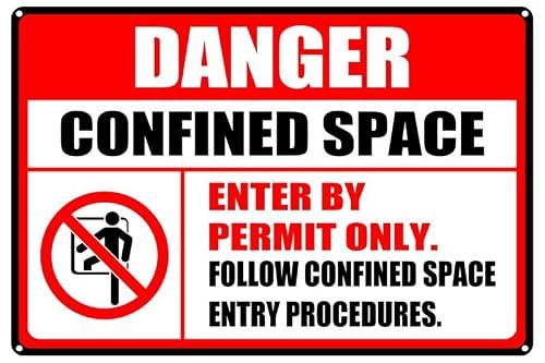 peiyeety Danger Sign, Confined Space Signs, Enter By Permit Only. Follow Confined Space Entry Procedures. Aluminum Tin Outdoor Sign,Garage,Man Cave,Bedroom Wall Decor Gift 12X8 Inch, black-3