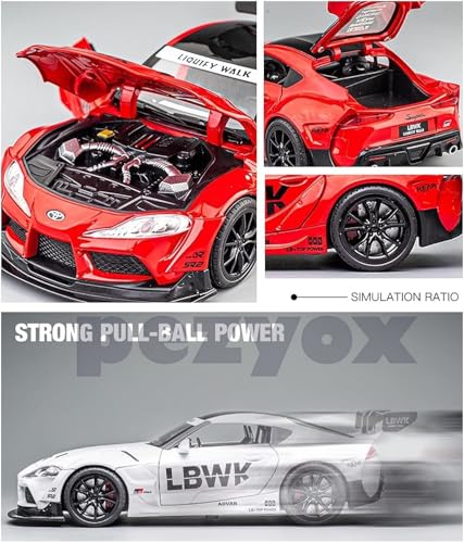Image of 1 /22 Scale Big Toyota Supra GR LBWK Model Diecast Metal Pullback Toy car with Openable Doors & Light, Music Boys car for Kids Best Toys Gifts Toys for Kids-Black (Red)