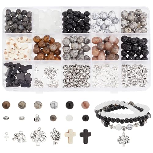 Perles rondes en pierre naturelle de 6/8 mm pour chapelet et collier DIY