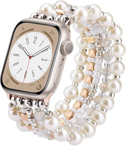V.R.HOPE Perlen Ersatzarmband für Apple Watch 40mm 41mm 42mm 38mm Damen