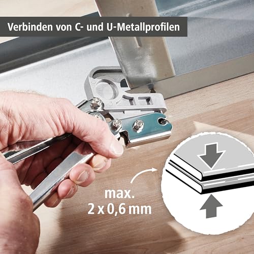 wolfcraft Profil-Verbindungszange - 4029000 - Krimpzange für Metallprofile im Trockenbau