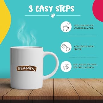 Beanies Flavoured Instant Coffee Sachets Pick Any 4 Boxes (Each Box 25 Sticks, Total 100 Sticks) from Creamy Caramel, Double Chocolate, Irish Cream, Nutty Hazelnut, Very Vanilla, Caramel Popcorn, etc