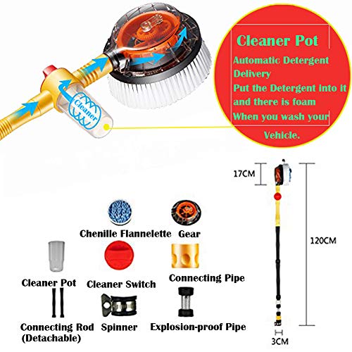 JSCARLIFE Pressure Washer Car Brush Car Wash Attachment Rotating Brush to Wash Trailer - Thumbnail 6