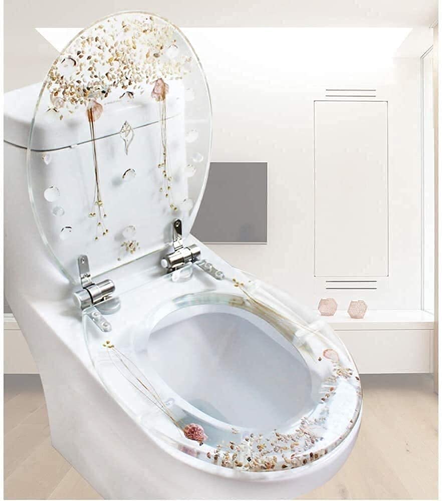 Waschbarer Toilettensitz mit 3D-Effekten, robuster Standard-Toilettendeckel für einfache Reinigung