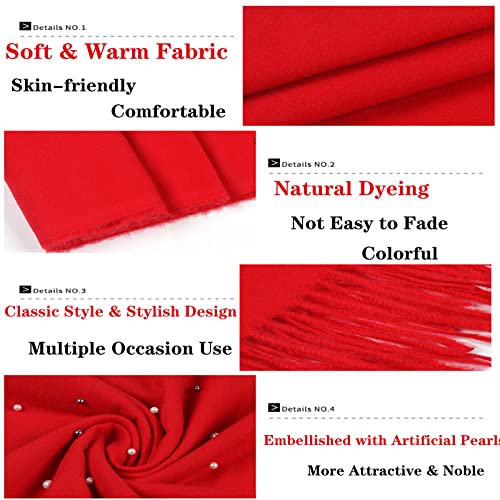 Women Cashmere Scarves Shawl With Artificial Pearls, Winter Warm Pashmina Shawl Wrap Soft Long Scarf3