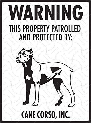 Vintage Metal Tin sign Vintage Warning! Cane Corso Property Patrolled  Protected Sheet Iron Beware Dog Sign Exterior Home Cave Garage bar Country 