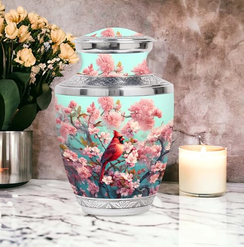 Image of Cardinal Bird Urn Large Cremation Urn for Ashes Adult 1 Large & 4 Small | Large Cremation Urn for Ashes Adult Male Dad Keepsake Burial Urns for Human Ashes Adult Small Cremation Urns