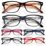 BLOEXCLU 6 Pack Reading Glasses for Women Men Blue Light Blocking Spring Hinge Computer Readers, Anti Eyestrain/Glare (6 Mixed C1, 1.75, Diopters)