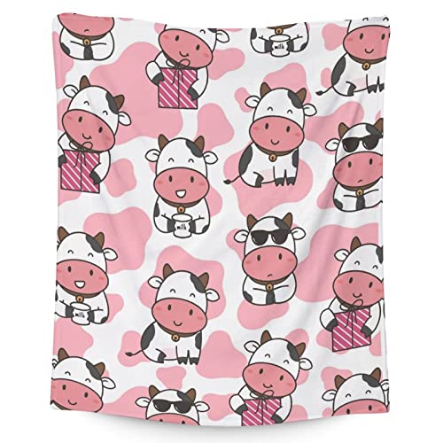 Cow Blanket Gifts - 50"x60" Cute Throw for Women, Girls - Pink Soft Fuzzy Blankets for Bed, Couch & Living Room