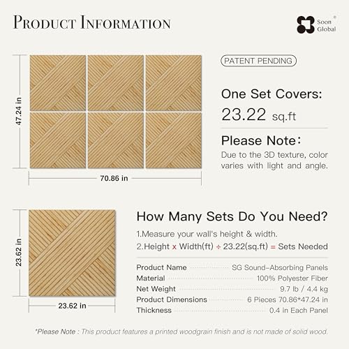 Image of Soon Global Acoustical Wall Panels, 6-Piece 23.62 X 23.62 Inches Art Acoustic Panels, Decorative Acoustic Panels, Acoustic Wall Panels, Sound Absorbing Wall Art, Harvest Cross