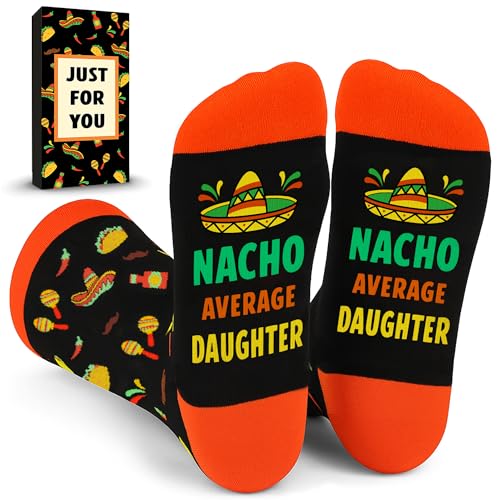 ZAGKOO Daughter Gifts from Mom, Dad on Mothers Day, Birthday, Christmas - Funny Socks Women for Best Daughters, Step Daughter - Funny Mexican Gift, Novelty Family Ideas