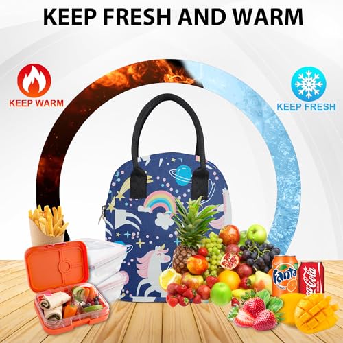 Image of Textile Fabric Lunch Bag Office Tiffin Bags for Men Women | Insulated Hot /Cold Travel Lunch Bag | for Lunch Tiffin Box & Bottle (Unicorn), 5 Liter,Multicolor