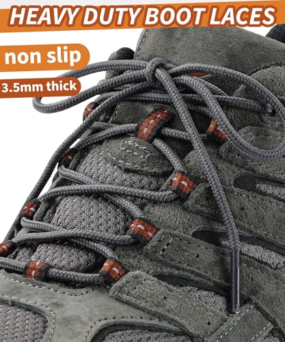 Image of Handshop 2 Pairs Round Boots Shoelaces, Heavy Duty Outdoor Shoe Laces | Replacement Shoestrings for Hiking, Running, Sporting Shoes and Work boots, Sturdy and Robust, 28 Colors, 30-63 inch Length