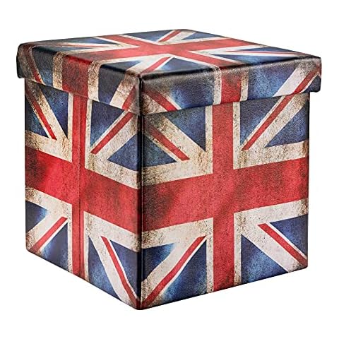 COSTWAY Folding Storage Ottoman, 38cm Pouffe Toy Box Padded Footstool Cover