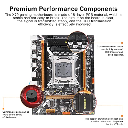 Machinist X79 Micro Atx Motherboard, Lga 2011 (Intel 3Th Gen) Server Gaming Motherboard (Pcie 3.0, Nvme/Sata M.2, Dual Channel Ddr3, Sata 6Gb/S) For Intel Xeon E5 V1/V2, Core I7 Processor #TOP5