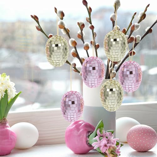 Adorno de huevo de Pascua CALLARON en vidrio espejo para dar luz a tu árbol festivo 5