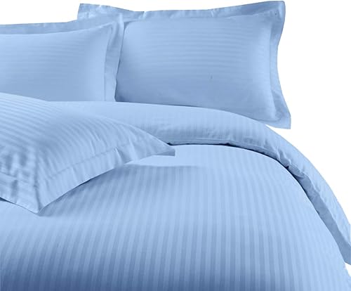 Miniatura 5 de El juego de cama de 8 piezas en una bolsa de tamaño matrimonial incluye 100% algodón, 300 hilos a rayas gris pardo (juego de sábanas + funda de