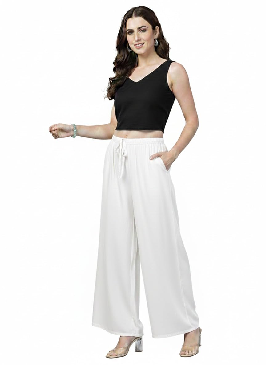 Women’s Comfortable Pocket Palazzo Bottomwear,Women’s Liva Pocket Palazzo Pants-picture-25