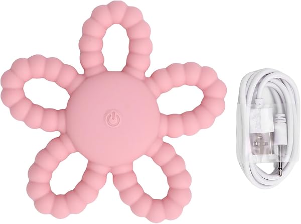 Generic Vibrating Sensory Chew Toy Textured Massage Silicone Teether Easy Grasp for Babies 6-12 Months Old, Easy to Clean (Pink) - 5