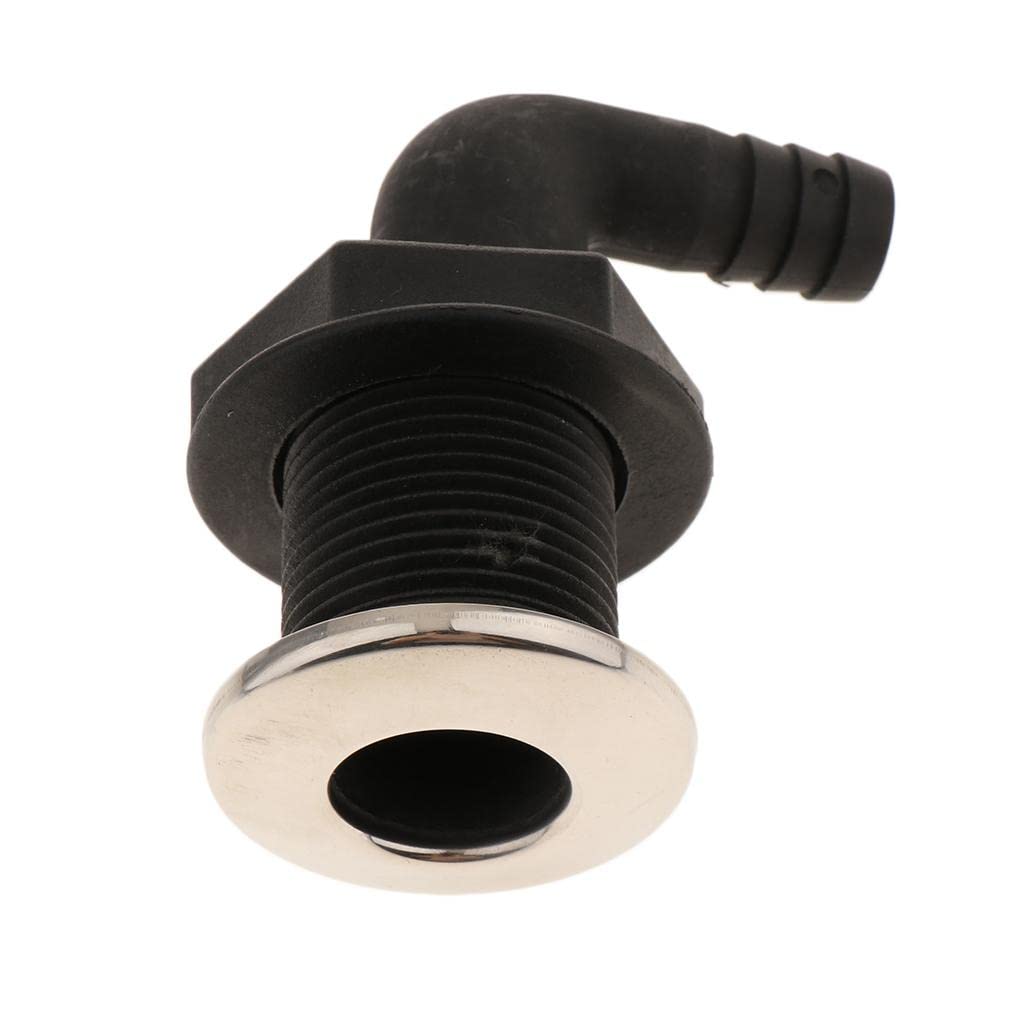 Skkwjege Black Thru Hull Fitting Marine Boat Hose With Stainless Rim For Marine 10 Mm