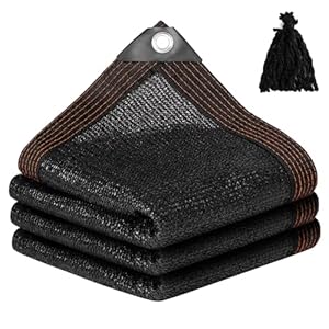 NUTKIT Schattierungsnetz, Schattiernetz mit Ösen, 90% Beschattung UV-Beständiges, Dick Schattiernetz Sonnensegel, Atmungsaktiv Beschattungsnetz für Gewächshaus, Garten, Außen, Dach(Schwarz, 3 x 4m)