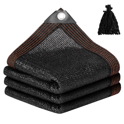 NUTKIT Schattierungsnetz, Schattiernetz mit Ösen, 90% Beschattung UV-Beständiges, Dick Schattiernetz Sonnensegel, Atmungsaktiv Beschattungsnetz für Gewächshaus, Garten, Außen, Dach(Schwarz, 1 x 2m)